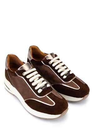 Tamer Tanca Kadın Hakiki Deri Kahve Sneakers & Spor Ayakkabı 298 7095 BN AYK Y26 KHV SUET/KHV NBK/BRNZ