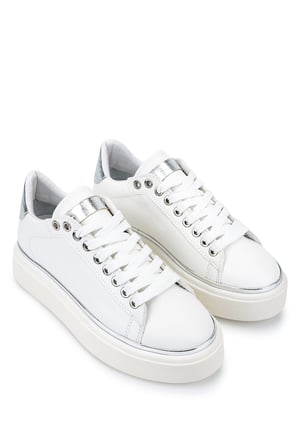 Tamer Tanca Kadın Suni Deri Beyaz/Gümüş Sneakers & Spor Ayakkabı 1009 2734 BN AYK Y26 BEYAZ/SILVER