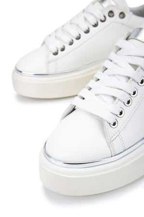 Tamer Tanca Kadın Suni Deri Beyaz/Gümüş Sneakers & Spor Ayakkabı 1009 2734 BN AYK Y26 BEYAZ/SILVER