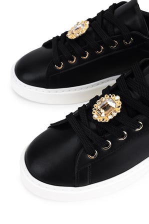Tamer Tanca Kadın Suni Deri Siyah Sneakers & Spor Ayakkabı 1009 3333 BN AYK Y26 SIYAH CILT
