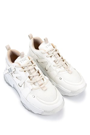 Tamer Tanca Kadın Suni Deri Beyaz Sneakers & Spor Ayakkabı 936 65160 BN AYK SK23/24 BEYAZ/BEJ