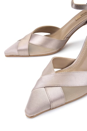 Tamer Tanca Kadın Suni Deri Bej Topuklu Ayakkabı 735 6530 BN AYK Y26 SAMPANYA