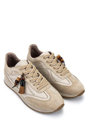 Tamer Tanca Kadın Hakiki Deri Bej Sneakers & Spor Ayakkabı 488 5022 BN AYK Y26 BEJ DR/BEJ SUET