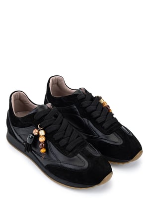 Tamer Tanca Kadın Hakiki Deri Siyah Sneakers & Spor Ayakkabı 488 5022 BN AYK Y26 SYH DR/SYH SUET