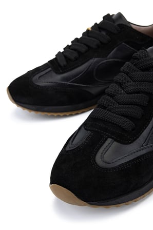 Tamer Tanca Kadın Hakiki Deri Siyah Sneakers & Spor Ayakkabı 488 5022 BN AYK Y26 SYH DR/SYH SUET