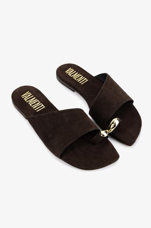 Valmenti Kadın Hakiki Deri Kahverengi Düz Terlik 1141 415 BN TRLK Y26 BROWN SUEDE