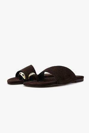 Valmenti Kadın Hakiki Deri Kahverengi Düz Terlik 1141 415 BN TRLK Y26 BROWN SUEDE