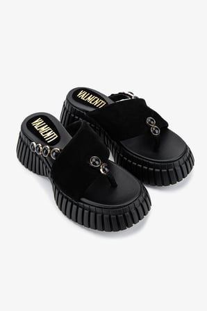 Valmenti Kadın Hakiki Deri Siyah Süet Düz Terlik 1141 773 BN TRLK Y26 BLACK SUEDE