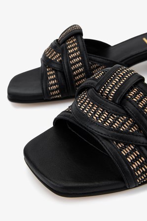 Valmenti Kadın Deri & Tekstil Siyah Deri Topuklu Terlik 1141 932 BN TRLK Y26 BLACK LEATHER