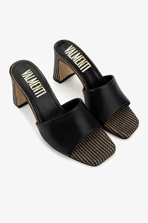Valmenti Kadın Hakiki Deri Siyah Deri Topuklu Terlik 1141 885 BN TRLK Y26 BLACK LEATHER