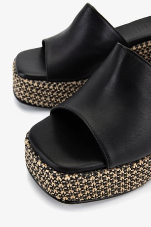 Valmenti Kadın Hakiki Deri Siyah Deri Topuklu Terlik 1141 905 BN TRLK Y26 BLACK LEATHER