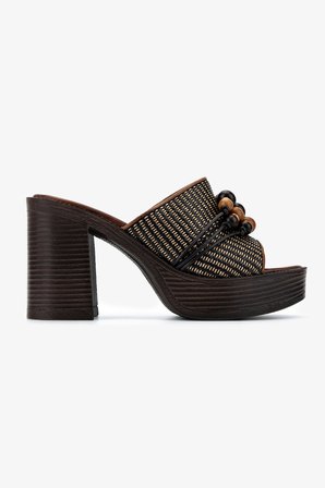 Valmenti Kadın Deri & Tekstil Kahverengi Topuklu Terlik 1141 551 BN TRLK Y26 BROWN/BEIGE BLACK
