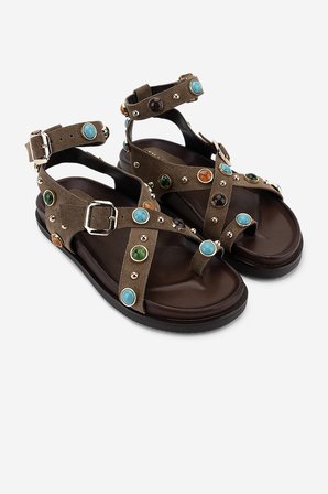 Valmenti Kadın Hakiki Deri Taupe Düz Sandalet 1141 832 BN SNDLT Y26 TAUPE SUEDE