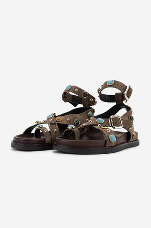Valmenti Kadın Hakiki Deri Taupe Düz Sandalet 1141 832 BN SNDLT Y26 TAUPE SUEDE