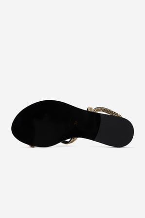 Valmenti Kadın Hakiki Deri Black/Gold Düz Sandalet 1141 740 BN SNDLT Y26 BLACK/GOLD