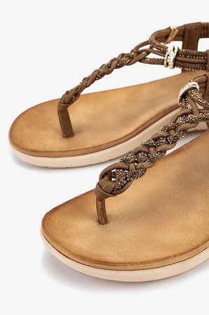 Valmenti Kadın Hakiki Deri Camel Düz Sandalet 1141 7525-RR1 BN SNDLT Y26 CAMEL/STRASS