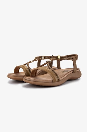 Valmenti Kadın Hakiki Deri Camel Düz Sandalet 1141 47962-4 BN SNDLT Y26 CAMEL/BRONZE/STRASS