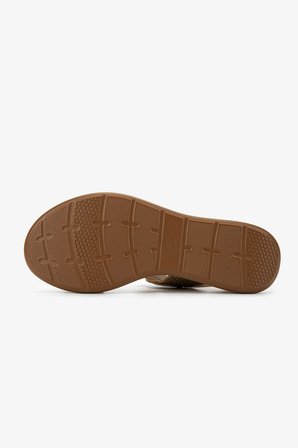 Valmenti Kadın Deri & Tekstil Camel Düz Sandalet 1141 1951-H21 BN SNDLT Y26 CHAMPAGNE WEAVE/CML NBK