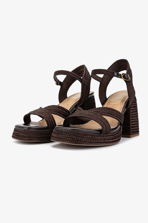 Valmenti Kadın Suni Deri/Tekstil Kahverengi Topuklu Sandalet 1141 HAVANA-002 BN SNDLT Y25 DARK BROWN ROPE