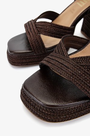 Valmenti Kadın Suni Deri/Tekstil Kahverengi Topuklu Sandalet 1141 HAVANA-002 BN SNDLT Y25 DARK BROWN ROPE