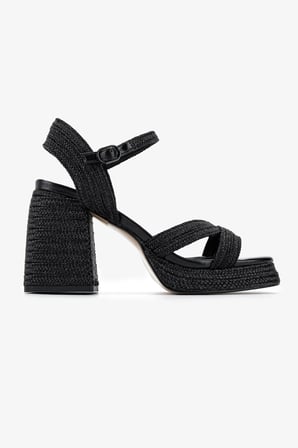 Valmenti Kadın Suni Deri/Tekstil Siyah Topuklu Sandalet 1141 HAVANA-002 BN SNDLT Y25 BLACK ROPE