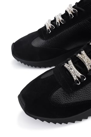 Tamer Tanca Kadın Hakiki Deri Siyah Sneakers & Spor Ayakkabı 1201 4004 BN AYK Y26 SYH FLTR/SYH SUET