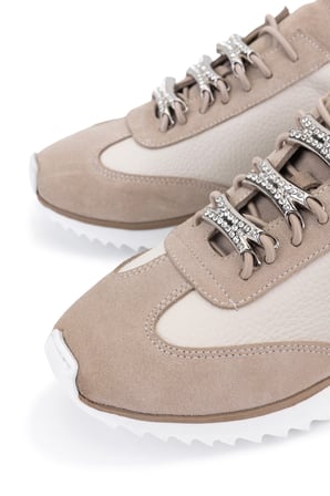 Tamer Tanca Kadın Hakiki Deri Bej Sneakers & Spor Ayakkabı 1201 4004 BN AYK Y26 BEJ FLTR/BEJ SUET