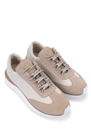 Tamer Tanca Kadın Hakiki Deri Bej Sneakers & Spor Ayakkabı 1201 4004 BN AYK Y26 BEJ FLTR/BEJ SUET