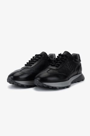 Valmenti Erkek Hakiki Deri Siyah Sneakers & Spor Ayakkabı 383 6400 ERK AYK Y25 SIYAH DR/CARBON
