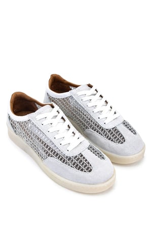 Tamer Tanca Kadın Hakiki Deri Beyaz Sneakers & Spor Ayakkabı 1031 7164 BN AYK Y26 BYZ SUET/GMS SIM/BYZ