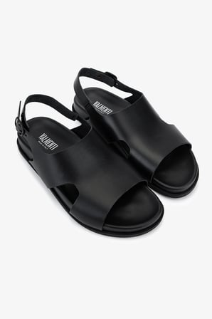 Valmenti Erkek Hakiki Deri Siyah Düz Sandalet 1152 27027 ERK SNDLT Y26 NERO