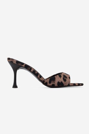 Valmenti Kadın Tekstil Leopar Topuklu Terlik 932 Y278 BN TRLK Y26 LEOPAR SATEN