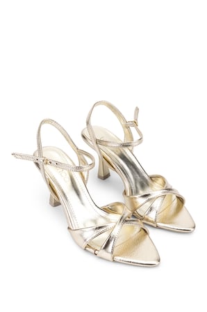 Tamer Tanca Kadın Suni Deri Sarı Topuklu Ayakkabı 1210 553 BN AYK Y26 ALTIN KRSK