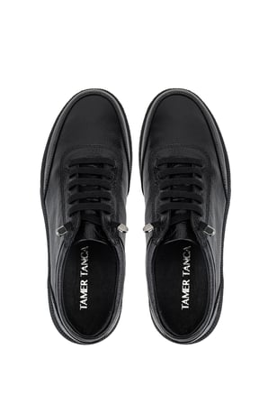 Tamer Tanca Erkek Hakiki Deri Siyah Sneakers & Spor Ayakkabı 1212 2503 ERK AYK Y26 SIYAH