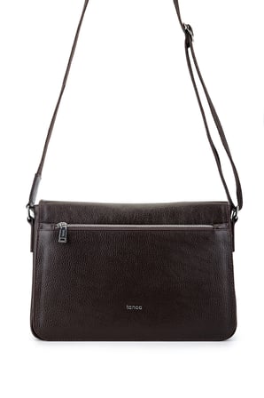 Tamer Tanca Unisex Hakiki Deri Kahverengi Postacı Çanta 1012 2032 CNT Y26 KAHVE