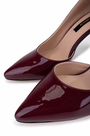 Tamer Tanca Kadın Suni Deri Bordo Rugan Topuklu & Stiletto Ayakkabı 828 319 BN AYK Y26 BORDO RGN