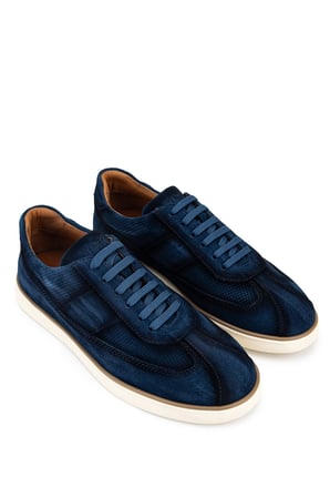 Tamer Tanca Erkek Hakiki Deri Lacivert Süet Sneakers & Spor Ayakkabı 1093 3072 ERK AYK Y26 LACI SUET