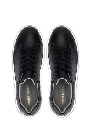 Tamer Tanca Erkek Hakiki Deri Siyah Sneakers & Spor Ayakkabı 1214 111 ERK AYK Y26 SIYAH DR