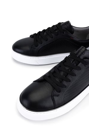 Tamer Tanca Erkek Hakiki Deri Siyah Sneakers & Spor Ayakkabı 1214 111 ERK AYK Y26 SIYAH DR