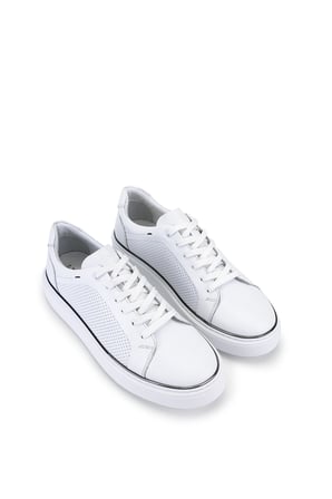 Tamer Tanca Erkek Hakiki Deri Beyaz Sneakers & Spor Ayakkabı 1214 111 ERK AYK Y26 BEYAZ DR