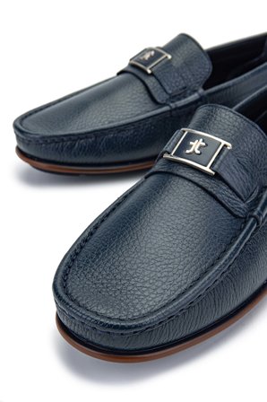 Tamer Tanca Erkek Hakiki Deri Lacivert Loafer Ayakkabı 818 3429 ERK AYK Y26 LACI FLTR