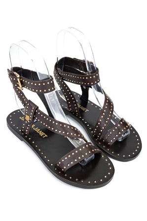 Janet&Janet Kadın Suni Deri Kahverengi Düz Sandalet 1215 J850 BN SNDLT Y26 DARK BROWN