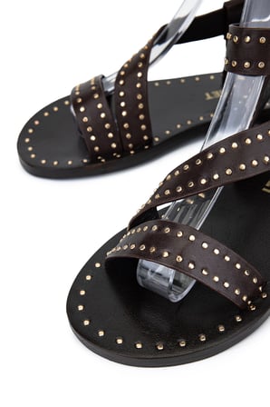 Janet&Janet Kadın Suni Deri Kahverengi Düz Sandalet 1215 J850 BN SNDLT Y26 DARK BROWN