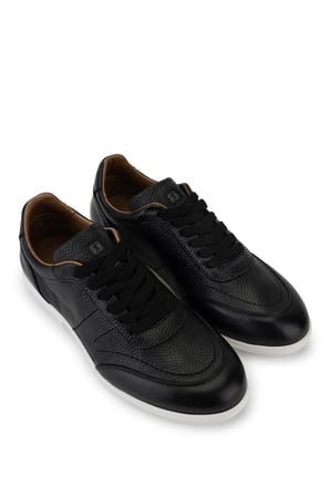 Tamer Tanca Erkek Hakiki Deri Siyah Sneakers & Spor Ayakkabı 04 1202 ERK AYK Y26 SIYAH DR/BYZ TBN