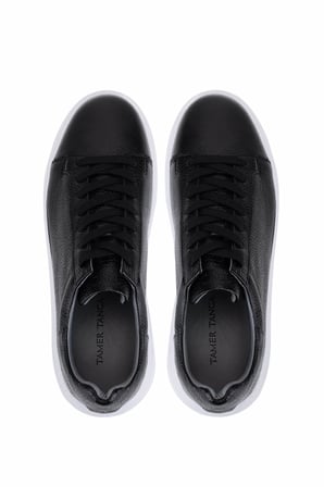 Tamer Tanca Erkek Hakiki Deri Siyah Floter Sneakers & Spor Ayakkabı 1212 2501 ERK AYK Y26 SIYAH FLTR