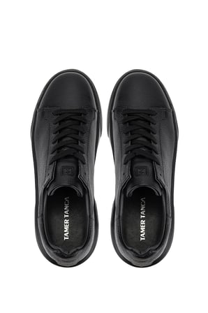 Tamer Tanca Erkek Hakiki Deri Siyah/Siyah Sneakers & Spor Ayakkabı 1212 2501 ERK AYK Y26 SYH TBN/SYH FLTR