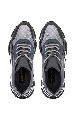 Tamer Tanca Erkek Hakiki Deri Gri Sneakers & Spor Ayakkabı 1145 12546-Y ERK AYK Y246 GRI PRST