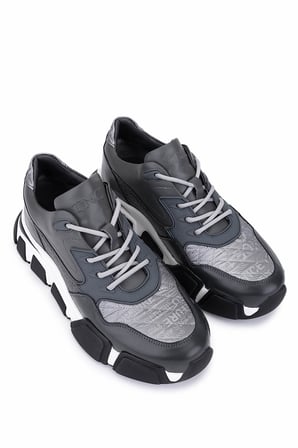 Tamer Tanca Erkek Hakiki Deri Gri Sneakers & Spor Ayakkabı 1145 12546-Y ERK AYK Y246 GRI PRST