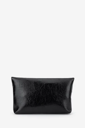Valmenti Kadın Suni Deri Siyah Kırışık Rugan Clutch Çanta 921 7484 BN CNT SK26-27 SIYAH KRSK RGN