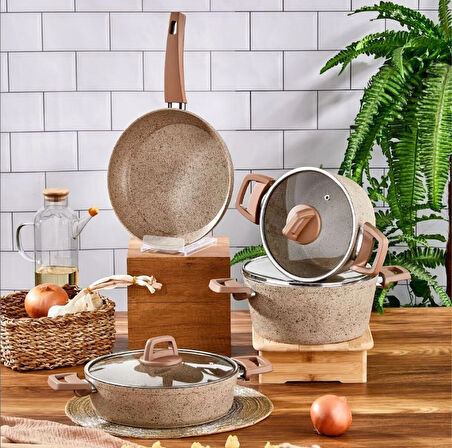 Cornella Cook 7 Parça Granit Tencere Seti Cappicino